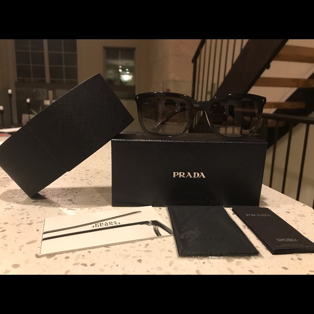 New Authentic Prada rectangular Havana sunglasses